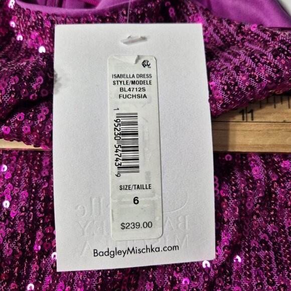 Belle Badgley Mischka Women's Dress Size 6 Sequin Dress Evening PinkFuchsia (47) - Picture 11 of 11
